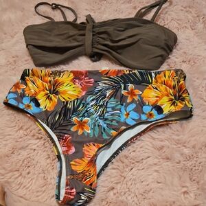 Floral Bikini Set with Tropical Print
